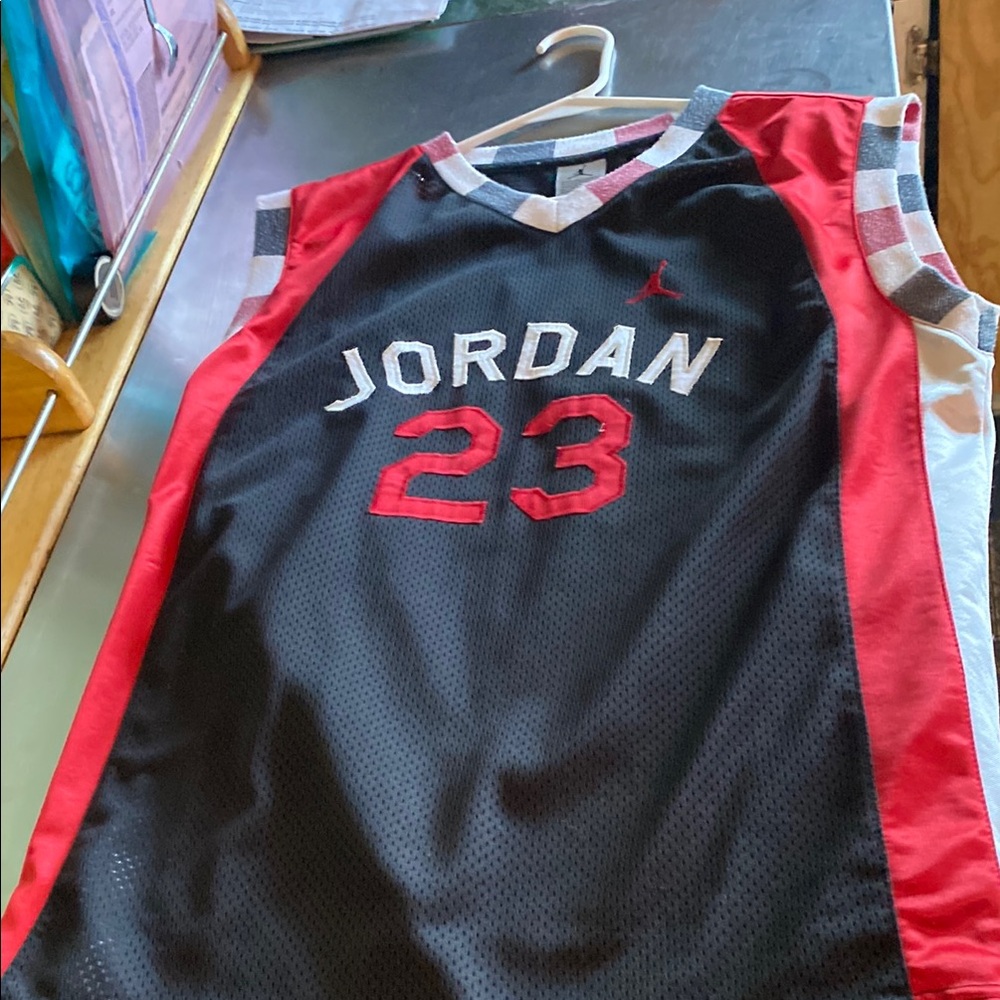 Jordan 23 Black and Red Sports Jersey